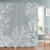 Green Plant Fabric Shower Curtain Tropical Monstera Leaf Shower Curtains For Bathroom Decor Minimalist Botanical Decorative