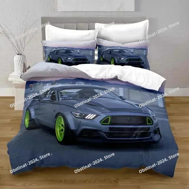 Autos Fahrzeuge Bettwäscheset Jungen Schlafzimmer Dekor Bettbezug Kissenbezug Autos Rennsport Druck Bettwäsche Set King Queen für Erwachsene