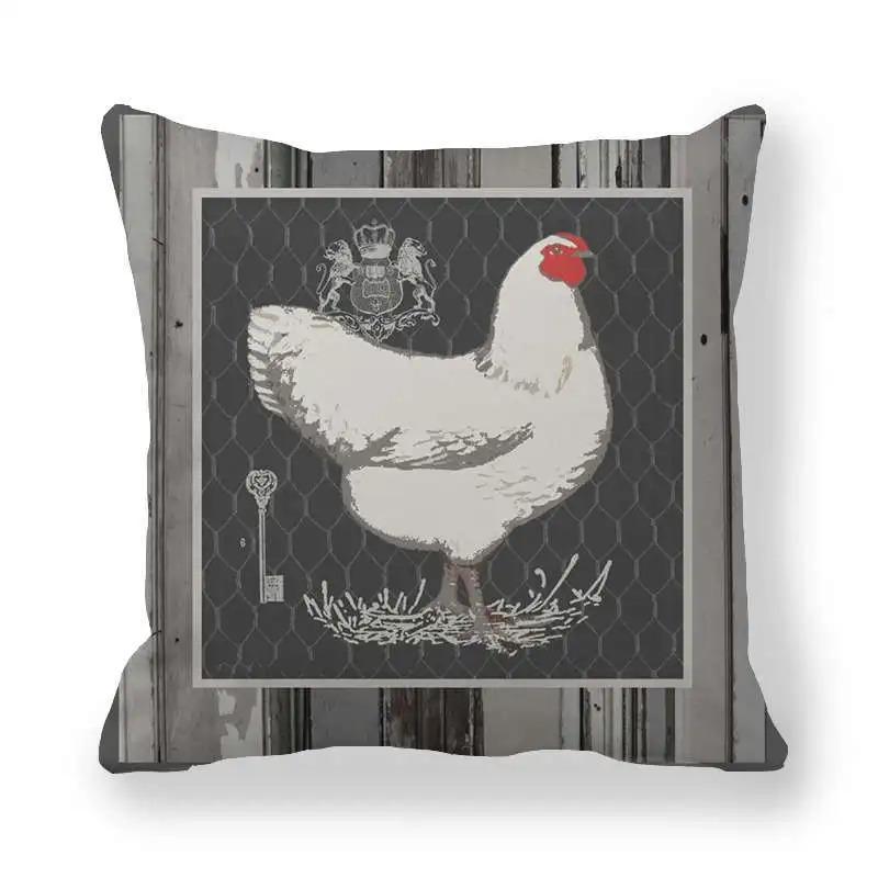 Hen and Rooster Print Pillowcase Office Living Room Car Ornaments Home Pillowcase