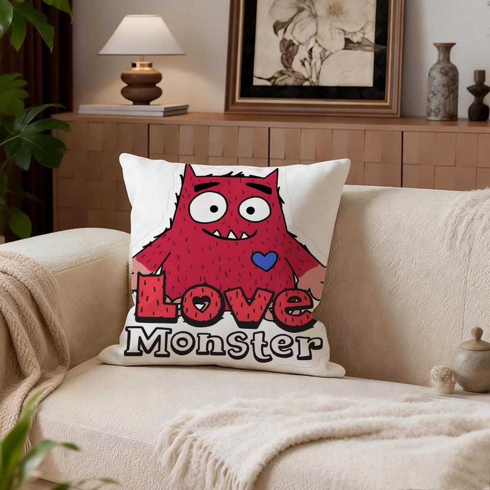 Cute Love Monster Cushion Cover Cushion Cover Set 4Pcs 50X50 45X45 40X40 Pillowcase Decorative Sofa Home Decor