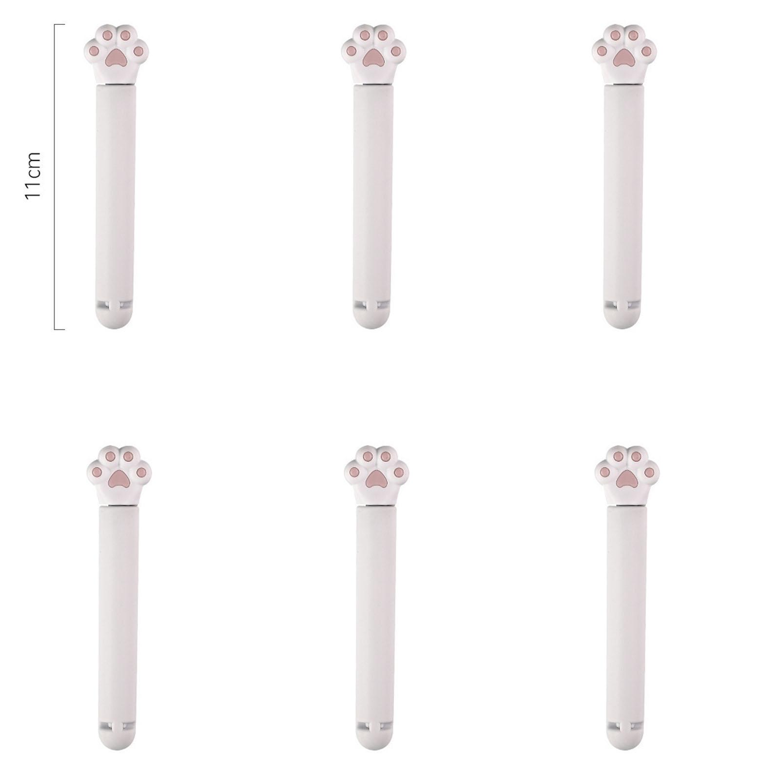 

6 шт., уплотнитель для сумки с милой кошачьей лапой, зажимы для сумки, зажим для уплотнения еды, влагостойкий уплотнительный зажим для закусок, организация хранения на кухне белый