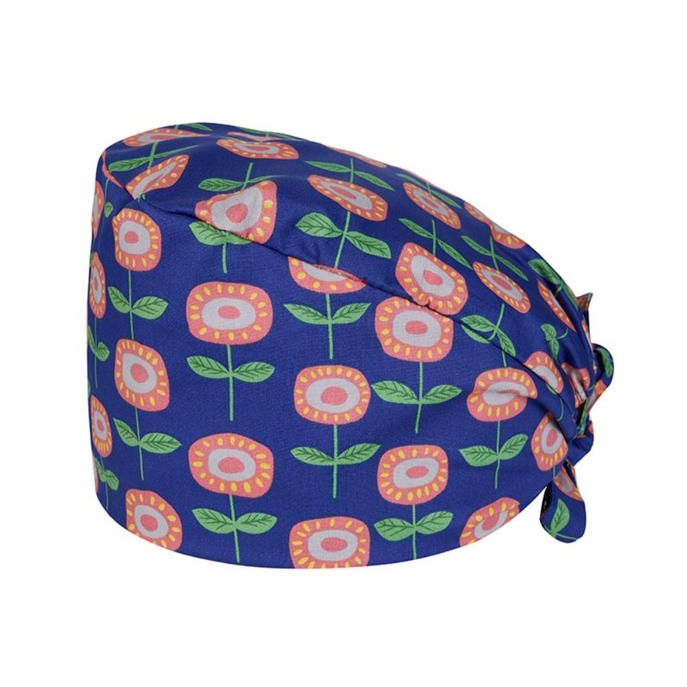 Unisex Cartoon Printing Scrub Cap Adjustable Buckle Print Design Lab Scrub Hat Breathable Soft Pure Healthcare Hats Pet Hospital