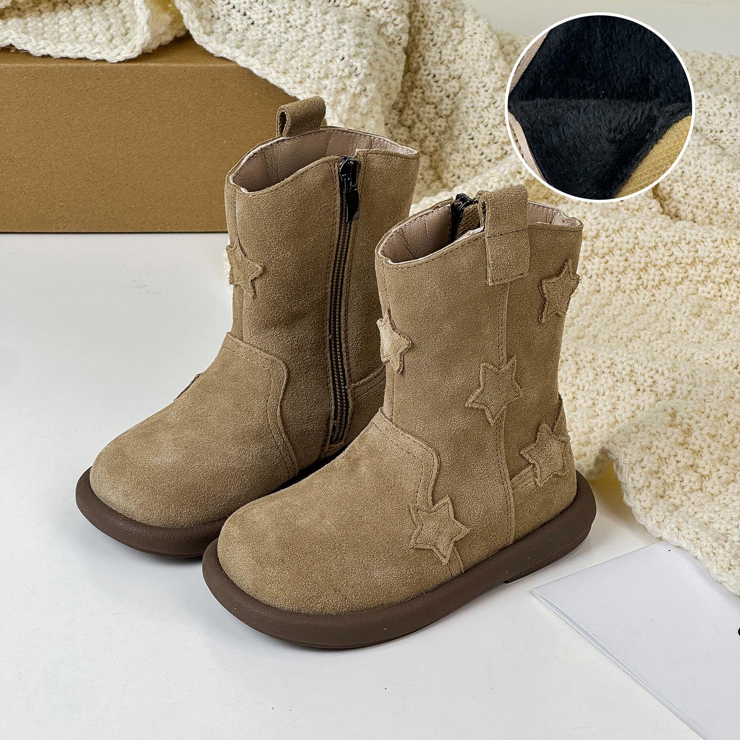 

Одноклассник осенне-зимние детские кожаные ботинки корейская версия модных универсальных ботинок для девочек матовая кожа две хлопковые звезды полусапожки Size 26-30 5 pairs of minimum approval