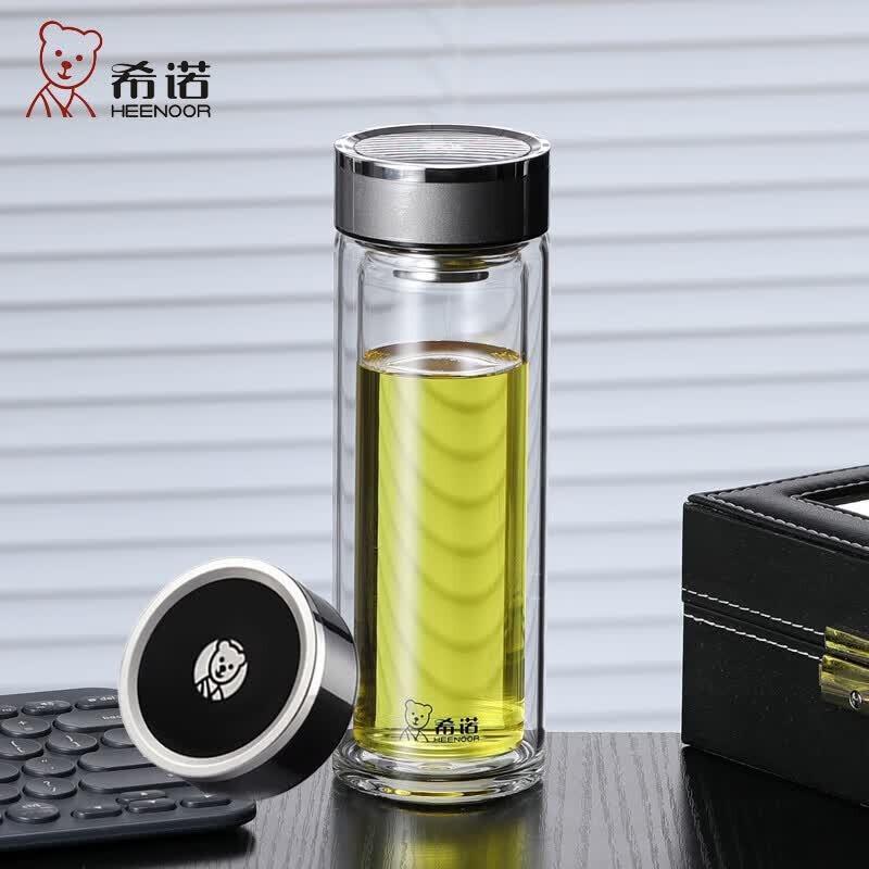 Heenoor Double-Wall Glass Tea Cup with Filter