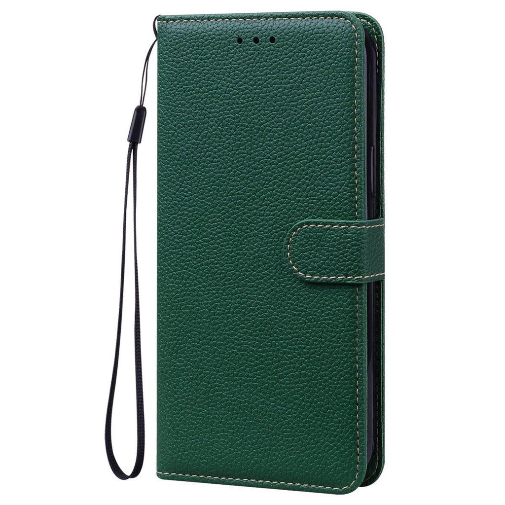 Portfel etui z klapką ze skóry PU do OPPO A15s, A15 Tekstura liczi Uchwyt na karty Podstawka Pasek na nadgarstek Pokrowiec ochronny