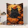1pc Halloween Cat Blanket Lightweight Blanket Throw Blanket For Sofa, Bed, Travel, Camping, Livingroom, Office, Couch, Chair Yy251010020