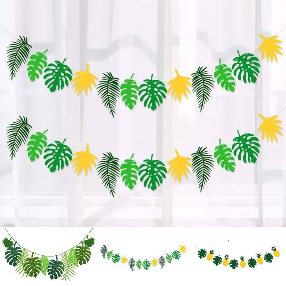 

Tropical Leaf Flag Handmade Hawaii Party Banner Creative Pineapple Turtle Leaves Banners Wedding 2