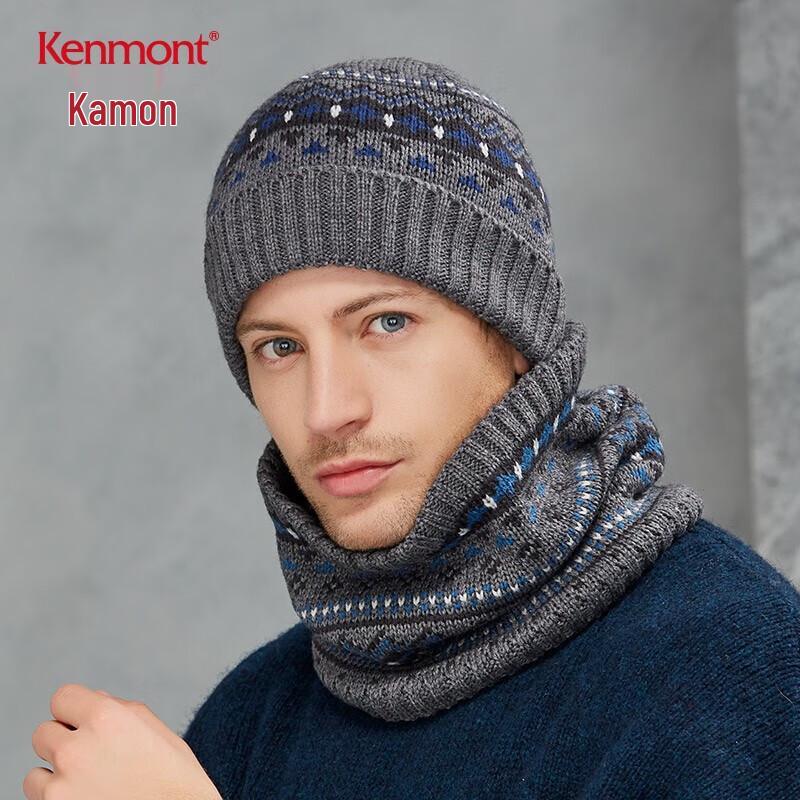 Мужской зимний вязаный комплект: шапка-бини и шарф Kenmont One Size (58cm)