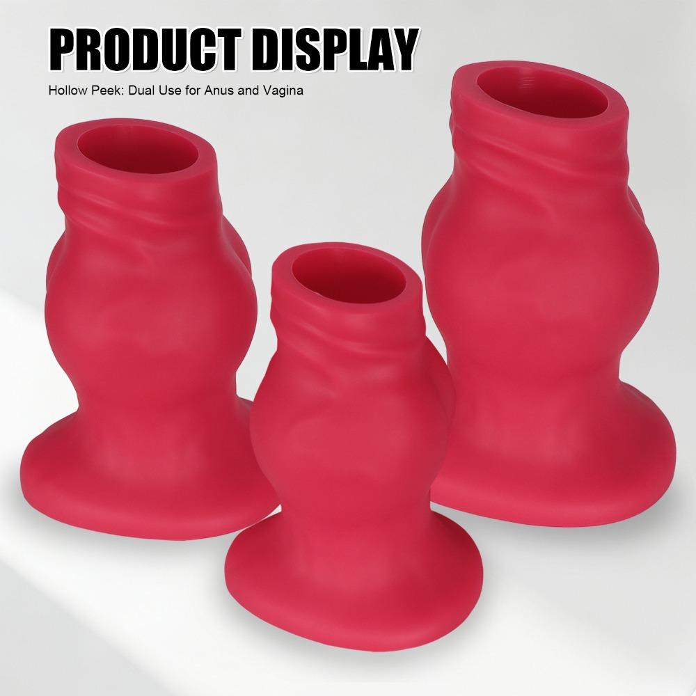 Tunelowe Rozciągające Dildo z Przezroczystym Okienkiem - Pusty Silikonowy Ekspander Analny do Stopniowego Treningu i Fantazyjnej Zabawy