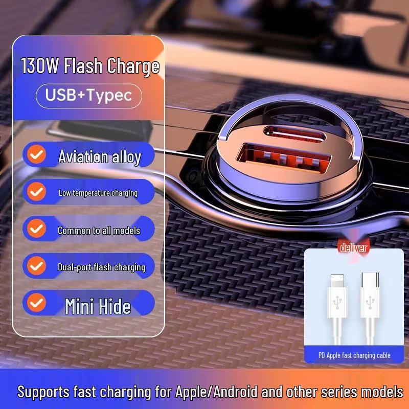 Super Fast Car Charger with 16-Port Cigarette Lighter Adapter for Huawei, Xiaomi, and Apple Devices