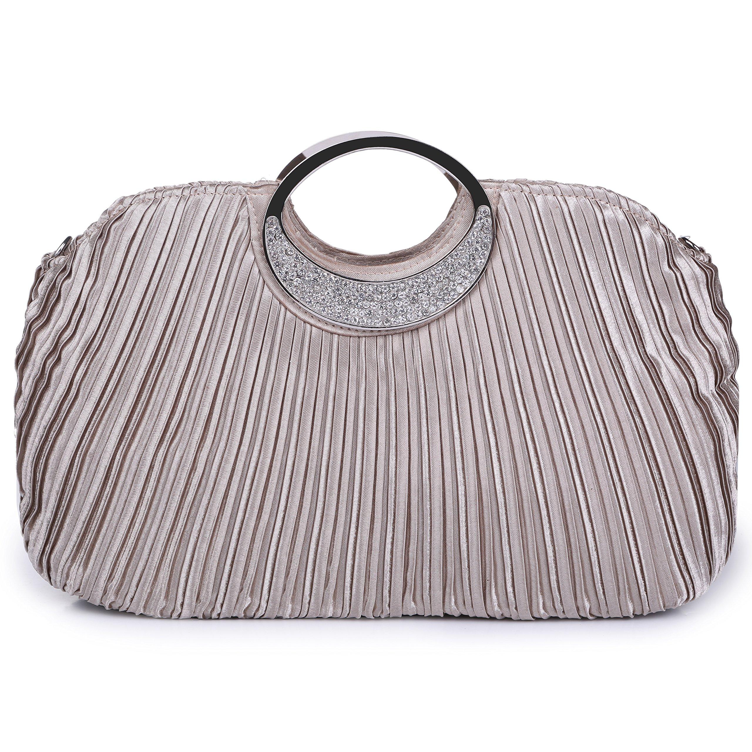 

Вечірня сумка-клатч для плісированої сумки [REOTTI], жіноча, атлас, бронзовий