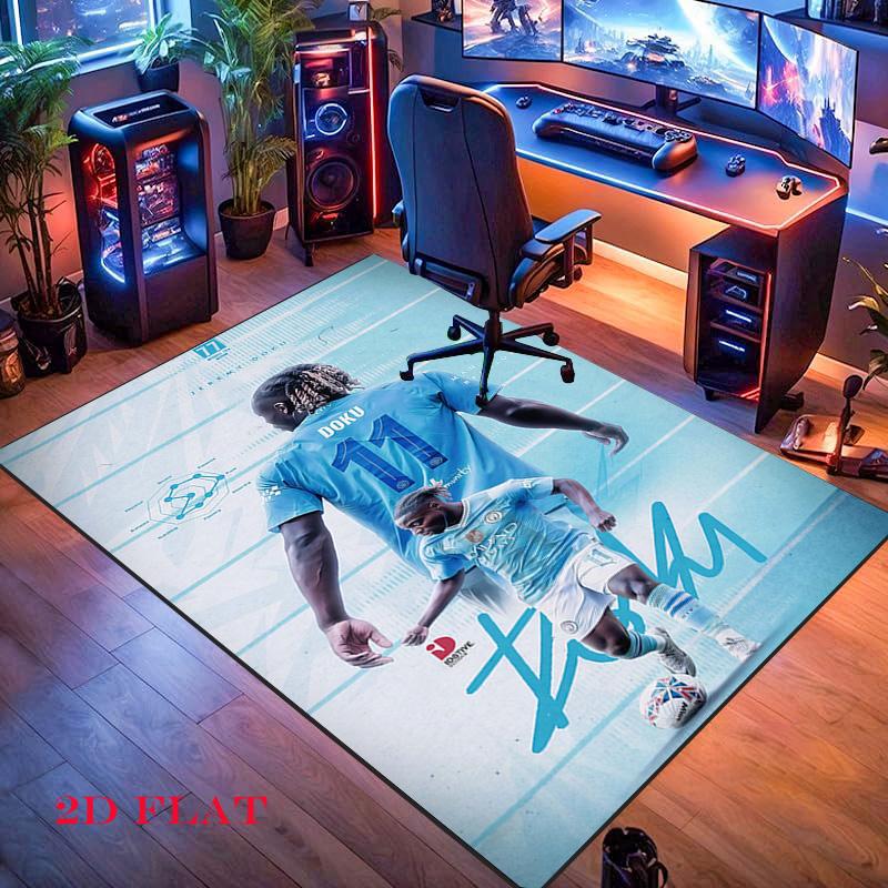 Tappeto Manchester City per Soggiorno Camera da Letto Casa Decorazione Divano, Tappetino Antiscivolo per Giochi Bambini