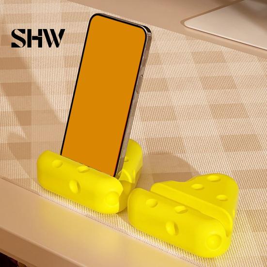 Novelty Cheese Shape Stand 3D Printed Phone Holder, Cute Desktop Stand, Compact Smartphone Portable Cell Holder Stable Dock for Home Office