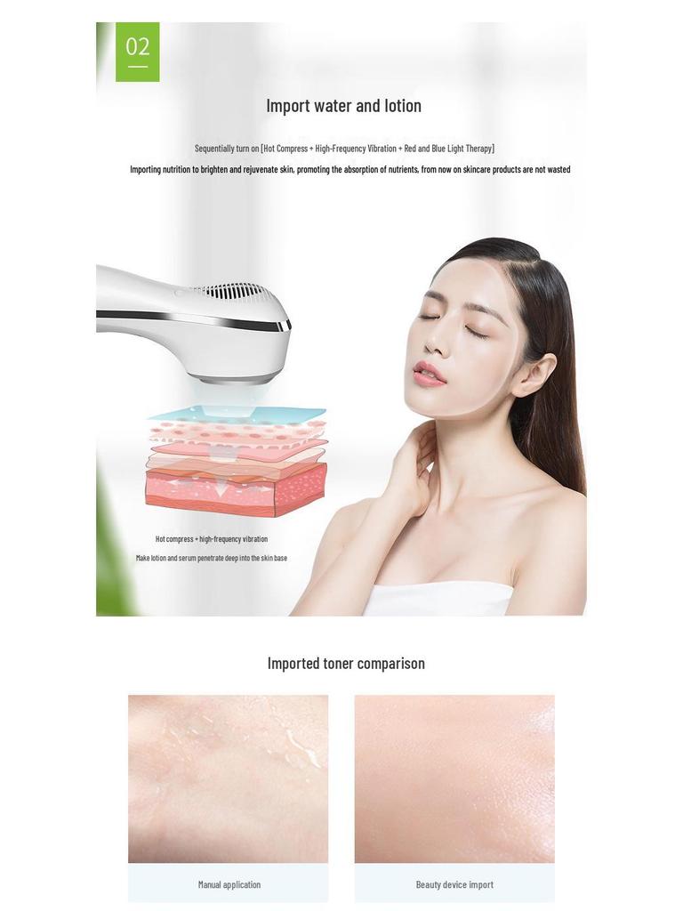 Ultrasonic Ion Face Massager with Hot/Cold Therapy & Light Rejuvenation