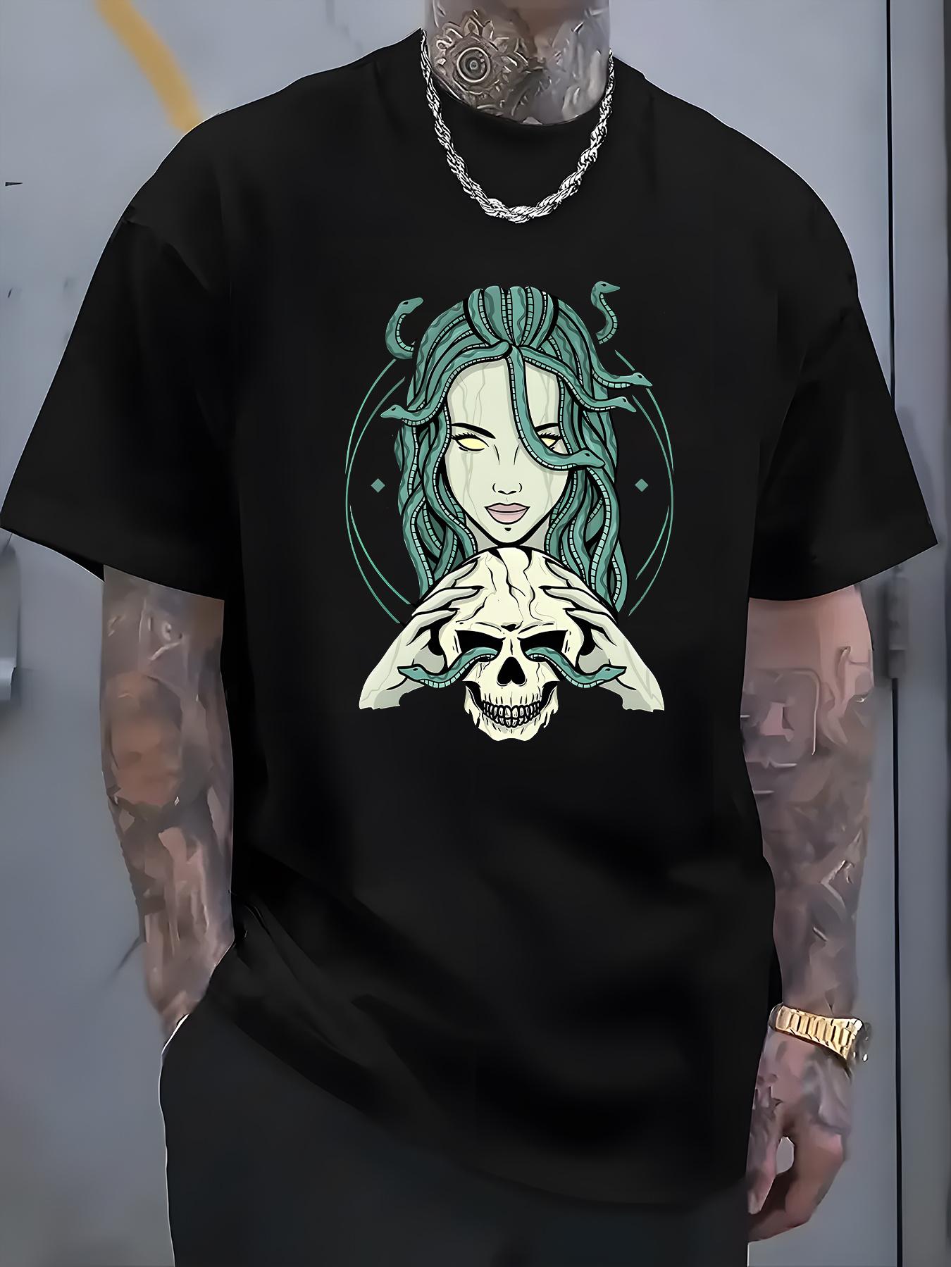 

Medusa Graphic Print Men s Luxury Cotton Short Sleeved T-shirt Summer Unisex Men s and Women s Casual Loose Trendy Clothing 4XL
