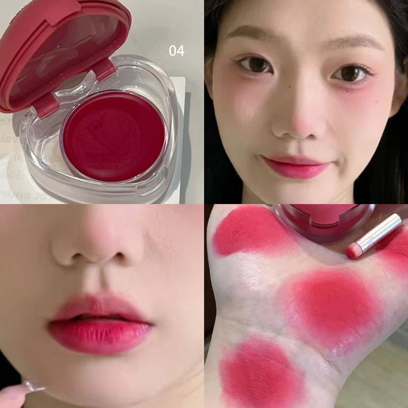 

Lip and Cheek Dual-Purpose Lip Mud Lipstick HERORANGE Natural All-match Matte Monochrome Blush Cream with Brush