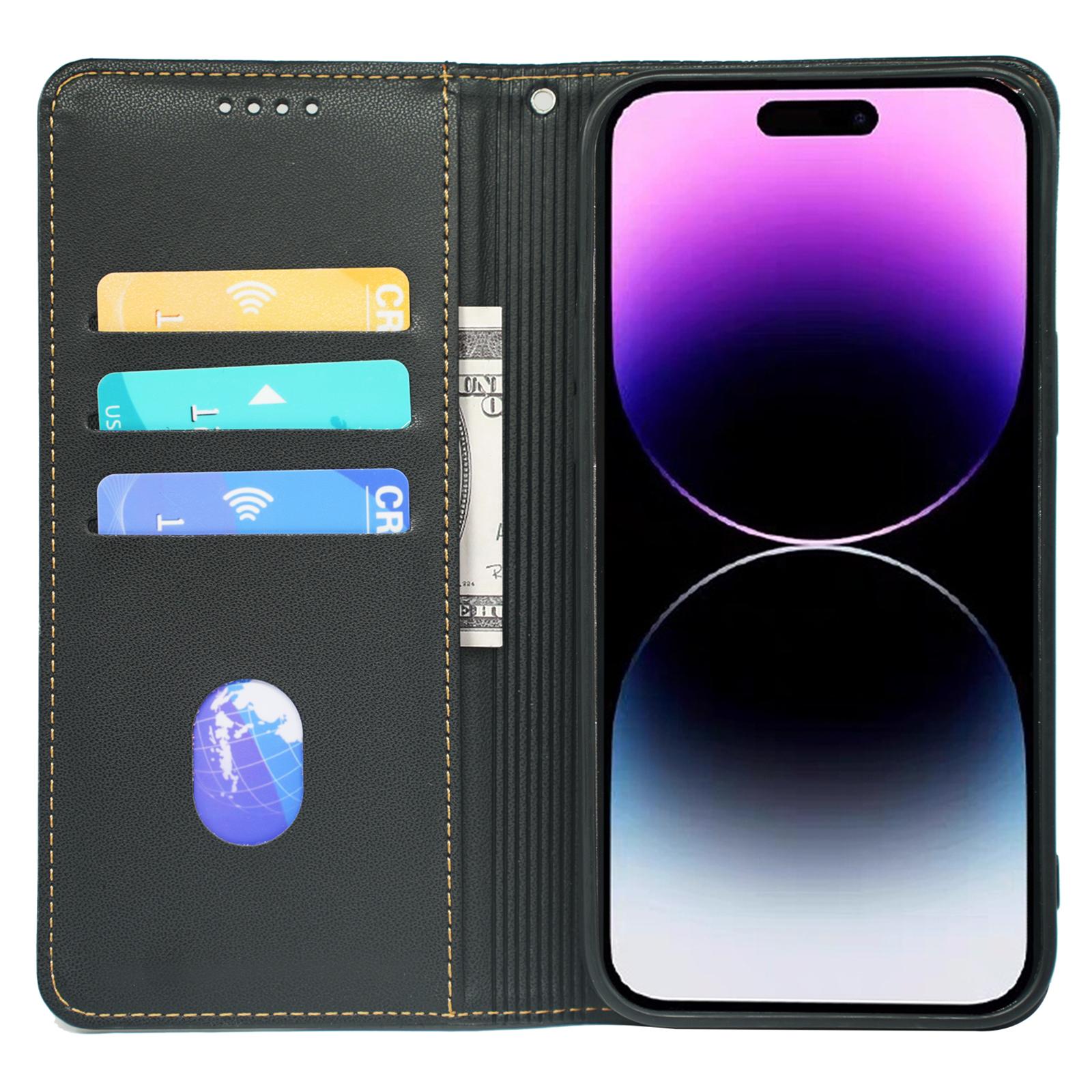 

For iPhone 14 Pro Max Case Four-Leaf Clover Leather Wallet Phone Cover Green