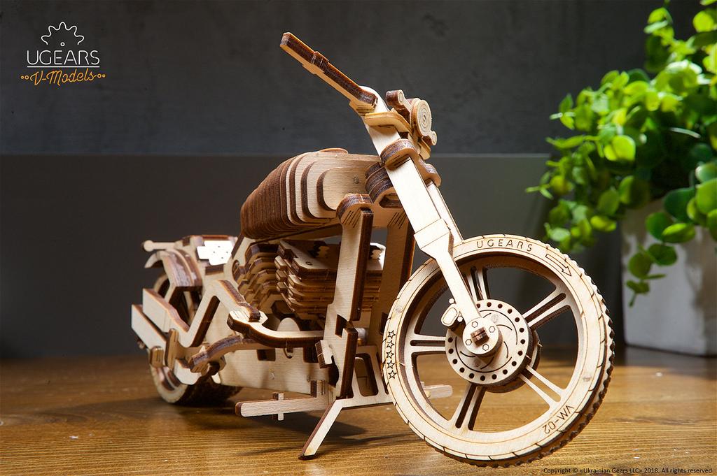 Ugears Bike 70051 Wooden Puzzle, Craft Model, No Glue or Tools Required, for Adults and Men, Vehicles