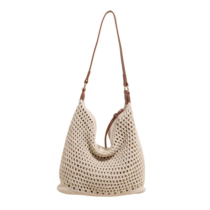 Straw Bag Women's Summer New Shoulder Seaside Versatile Beach Bag High-end Tote Bag Woven Bag
