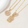 2Pcs Full CZ Zircon Iced Crystal Initial Letter Flower Necklace Women Copper A-Z Alphabet Pendant Couple Jewelry Birthday Gifts