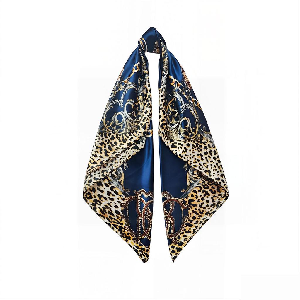 Leopard Print 90cm Silk Headscarf for Women - Versatile European & American Style with Paisley Design