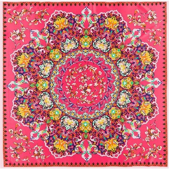 100cm Square 100% Silk Scarf Women Scarf Scarf Porcelain Flower Design NeckerChief Silk Bandana Small Square Silk Scarf