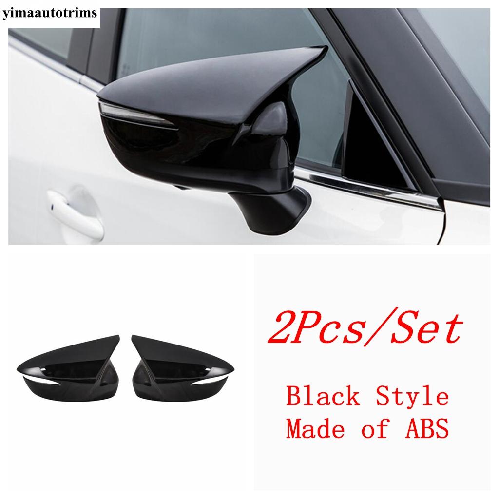 Rearview Mirror Cap Shell Decoration Cover Trim For Mazda CX-3 2015 -2018 / CX-5 2015 2016 Black Ox Horn Blade Style Accessories