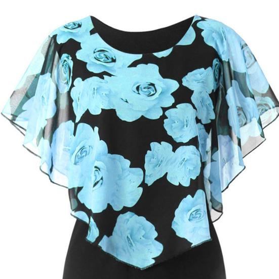 Vestido ajustado de talla grande para mujer, con estampado floral, chal, cómodo, largo hasta la rodilla, temperamento, vestido de medio cuerpo para salir