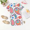 Girls Print Casual Dress Kids Loose Round Neck Short Sleeve Thin Sundress