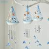 Carillons éoliens Voilier Nautique - Décor Suspendu Thème Côte avec Accents Dauphin/Étoile de Mer pour Maison & Patio