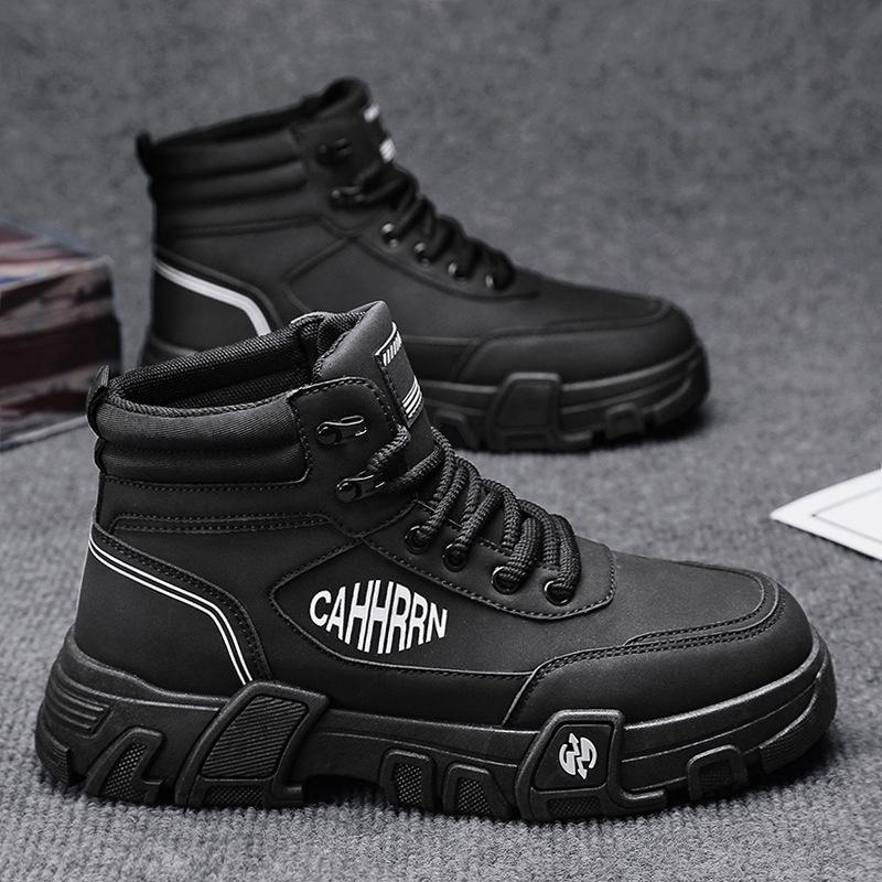 

Кожаные осенне-зимние новые ботинки Мартина на высокой платформе с рабарбаром, модный тренд, для активного отдыха, путешествий, спорта, универсальные, увеличивающие рост, мужская обувь 44