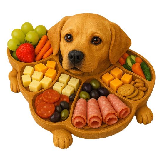 

Дерев яна сервірувальна таця з кількома відділеннями Рустикальна форма собаки Дошка для сиру, м яса, фруктів, закусок для вечірок, сімейних вечерь Декор у стилі фермерського будинку Подарунок G