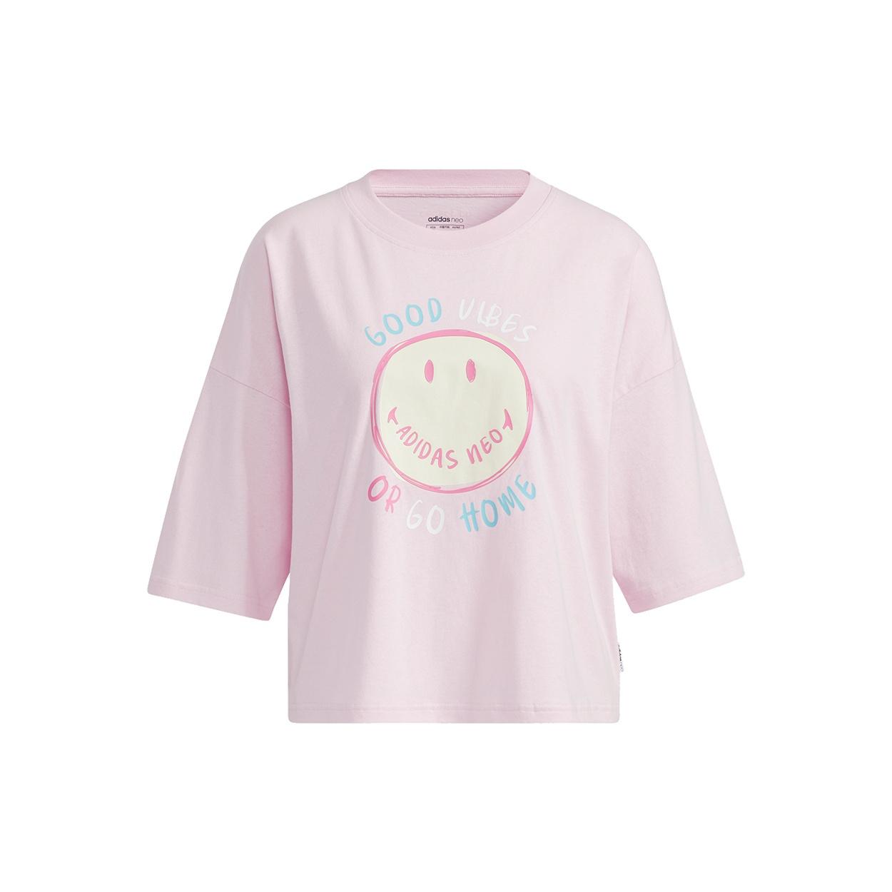 (WMNS) adidas neo Csmy Tee1 Casual Sports Smiling Face Printing Short Sleeve Pink Red Women s H61981 M