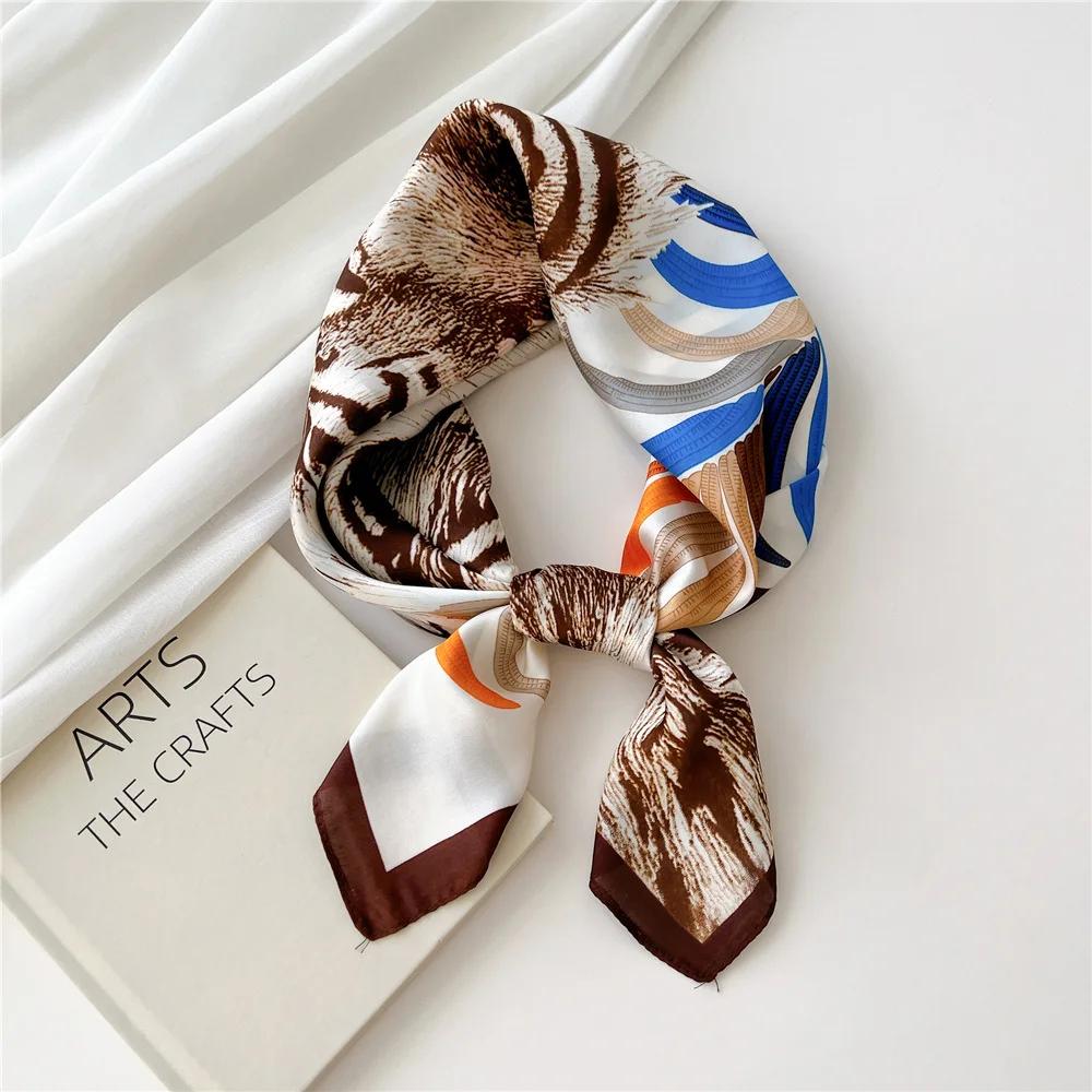 Women Neck Scarves Square Handkerchief Cute Hijab Scarfs 70cm Small Shawls Silk Satin Neckerchief Hair Band Tie Scarf For Ladies