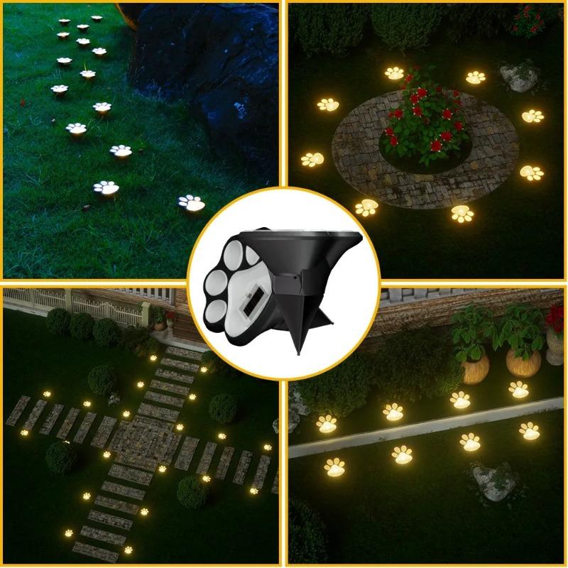 Outdoor LED Solar Paw Print Lights Waterproof Dog Cat Animal Path Lamp for Garden Patio Lawn Camping Home Decor
