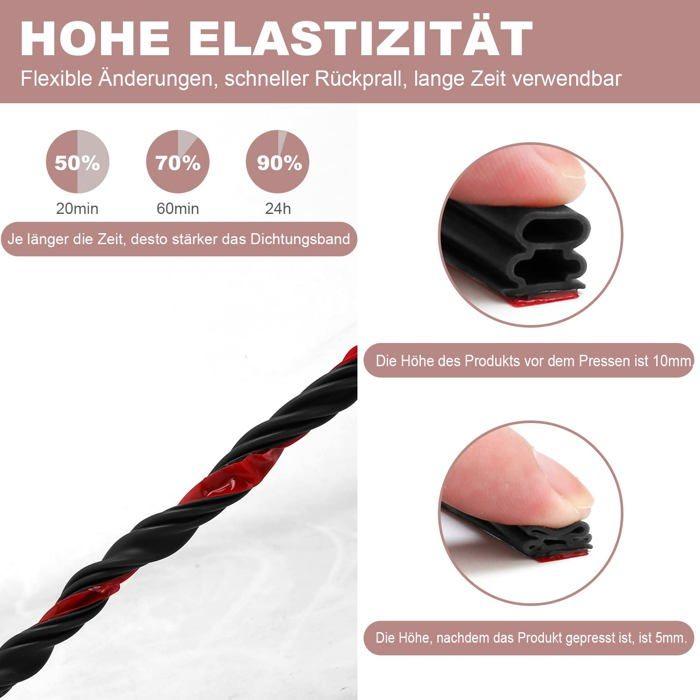 Bande d'étanchéité autocollante noire 10 × 10 mm, 6 m – joint pour porte
