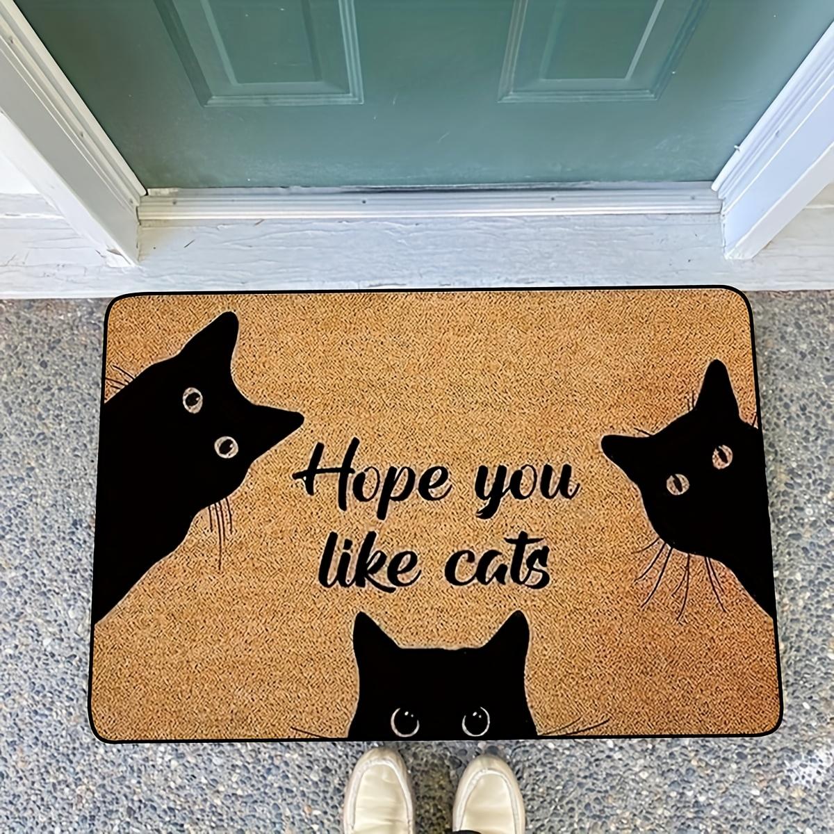 

VIKAMA Cartoon Brown Carpet Black Cat Doormat Welcome Mat Rug For Bedroom Carpet For Live Room Home Decor 40X60CM (1.3X2FT