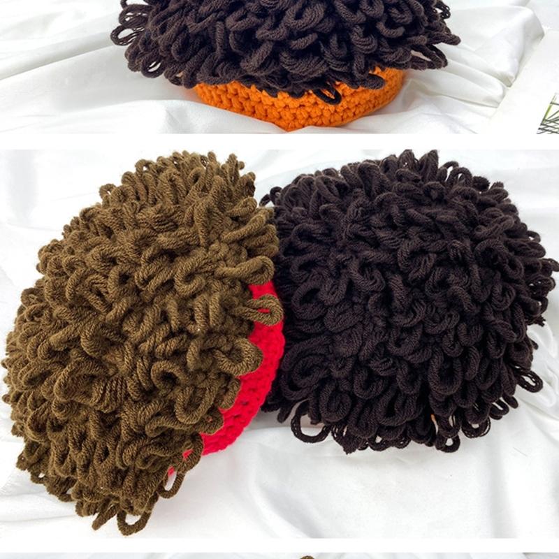 Childrens Curly Hair Hat Stretchy Cotton Mix Unisex Winter Hat For Halloween And Outdoor Play