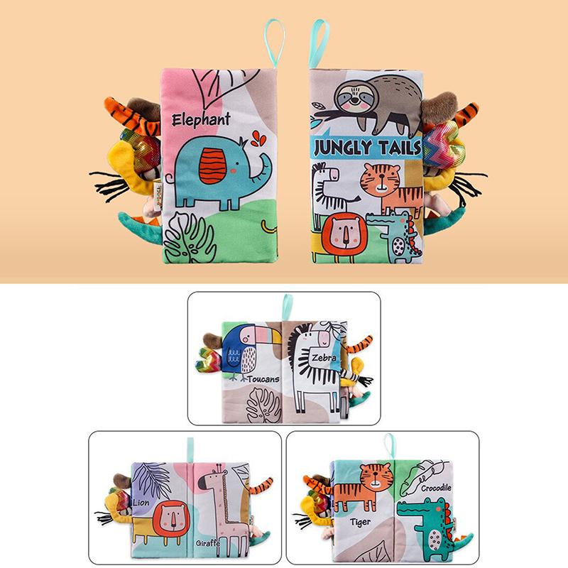 Yumuşak Bebek Kitabı Hayvan Kuyrukları Oyuncak Dokun ve Hisset Kırışık Kumaş Kitap Bebek Oyuncak Toksik Olmayan Kumaşlarla Bebek Duş Hediyesi