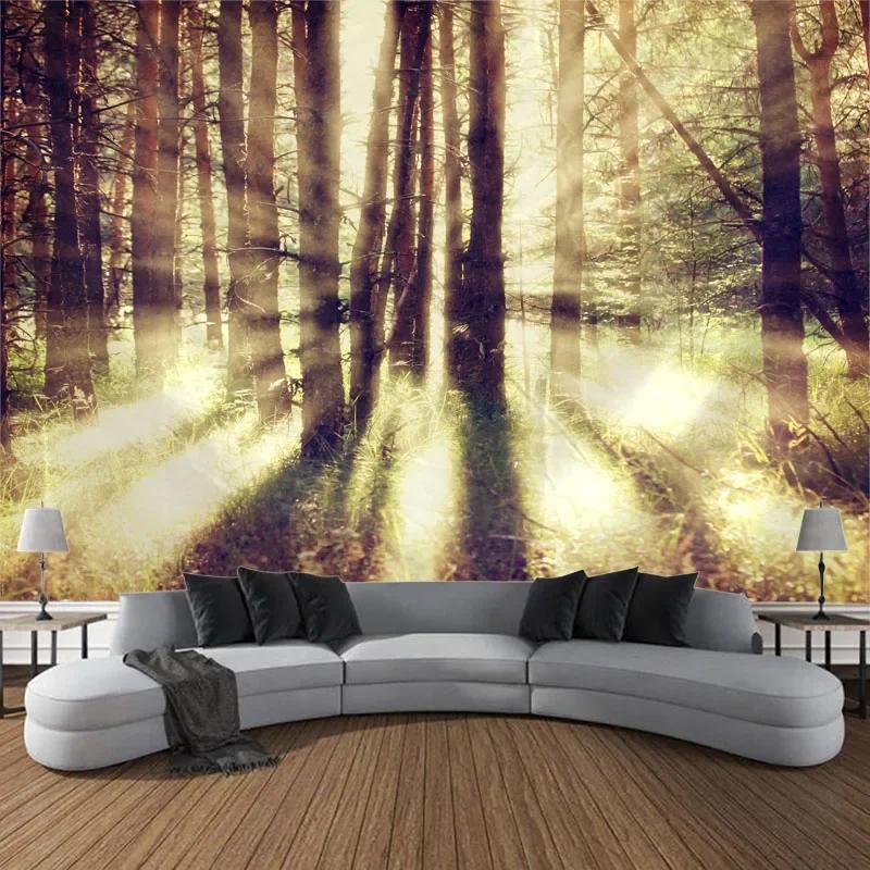 Beautiful Natural Landscape Large Tapestry Forest Waterfall Bohemian Wall Art Decoration Blanket Home Background Cloth Bedspread