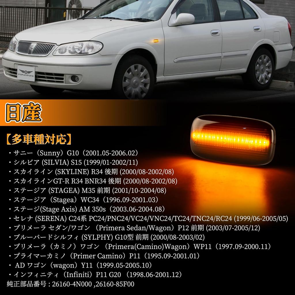 POPMOTORZ LED Front Turn Signals for Skyline Silvia Serena Stagea M35 Stage AM Primera P12 Bluebird Sylphy G10 Primera Camino Wagon Primer Camino P11