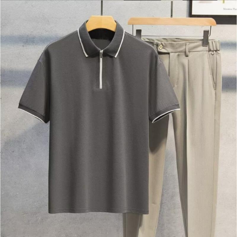 Men Half Zip Short Sleeve Polo Shirt Casual Loose Mens T Shirt
