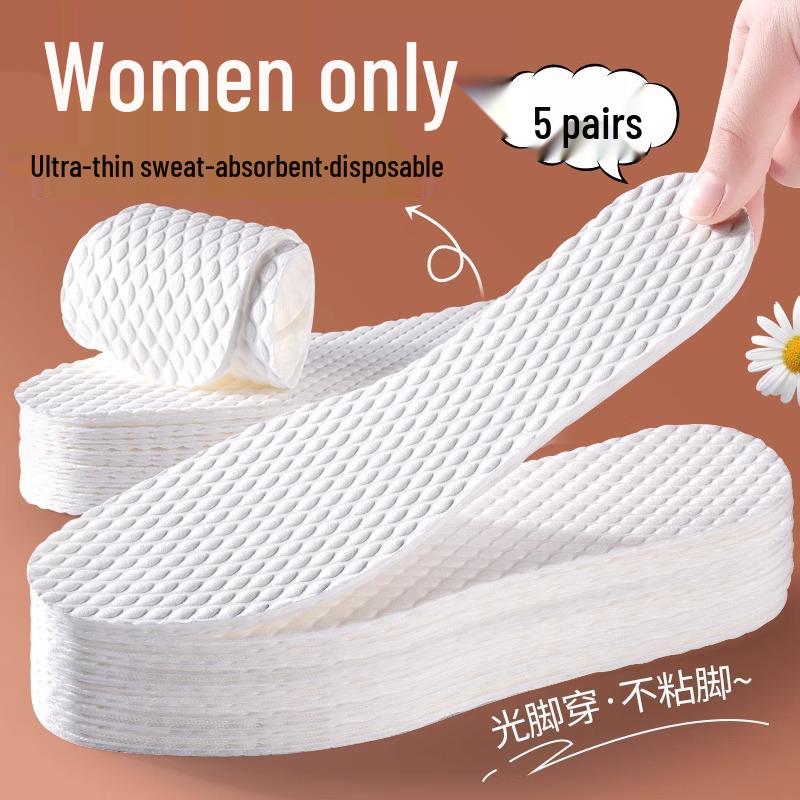 Odor-Resistant Breathable Disposable Insoles for Sports & Travel - Unisex, 5 Pairs