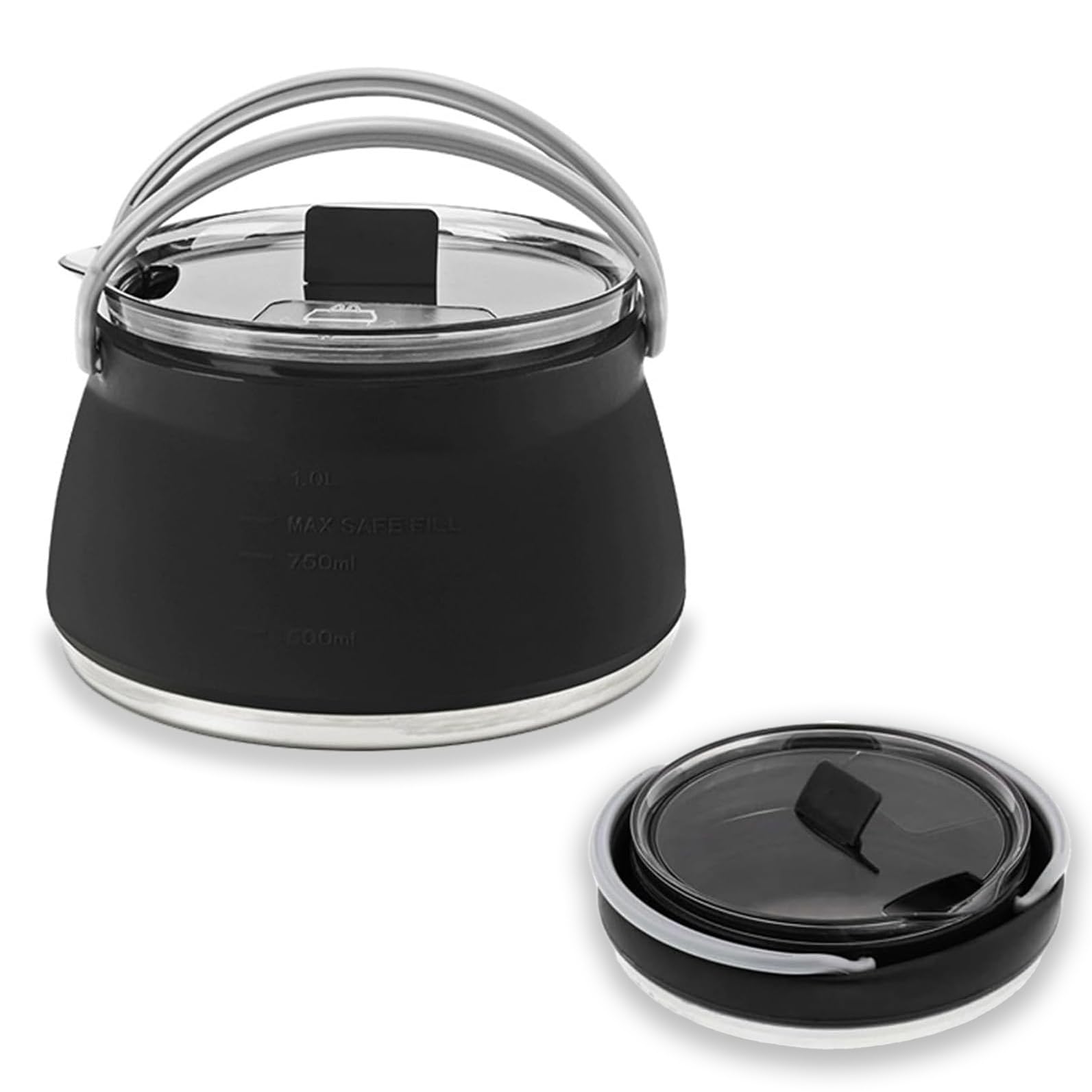 

1L Foldable Camping Outdoor Silicone Camping Coffee Water Direct Heat and Induction Fast Heat Easy to Ideal for Outdoor and Home Use Kettle, Cookware,