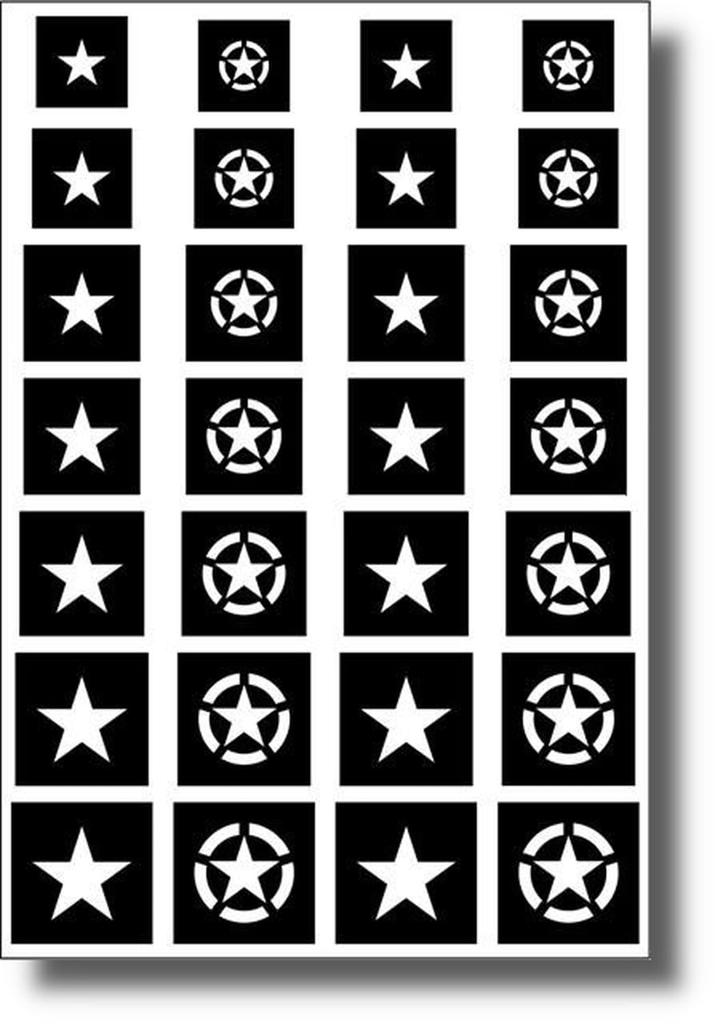 RT Diorama Solid Scale Allied Stars Masking Stickers for Plastic Models 1/35 6-12mm (2 Types) (RTDSOLMRK002-35)