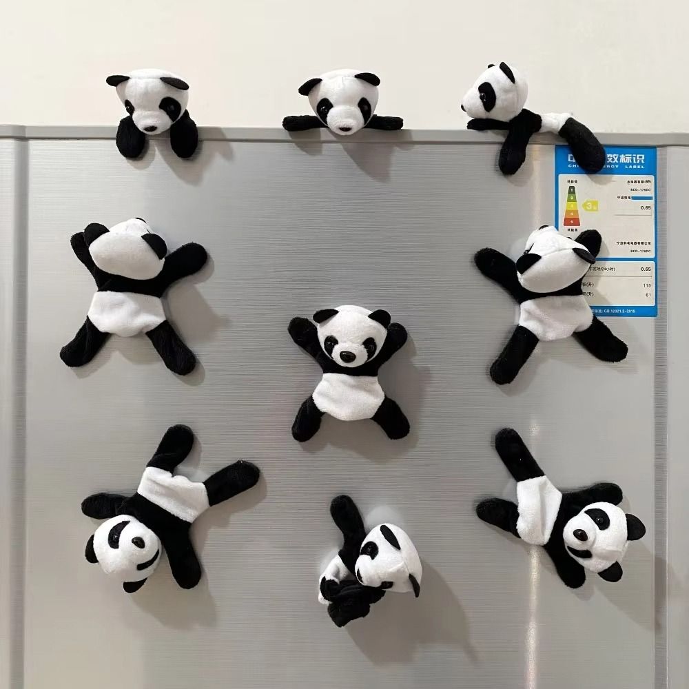 Stuffed Panda Plush Toy Cartoon Refrigerator Decor Soft Plush Panda Refrigerator Magnet