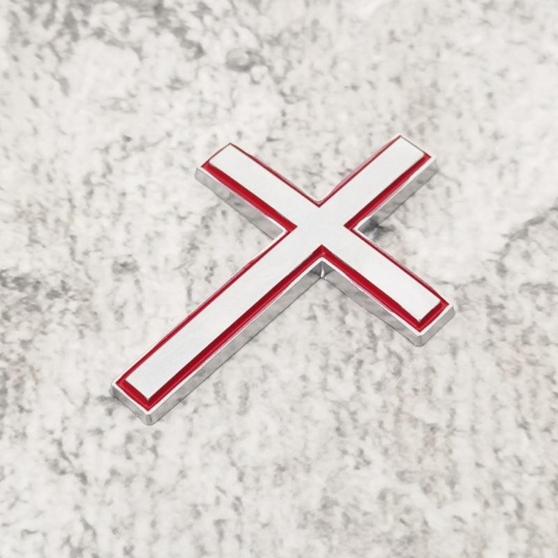 Raised Crosses Car Emblem Metal Decoration Weather Resistant Adhesive Sticker Decal for Vehicles Tailgate