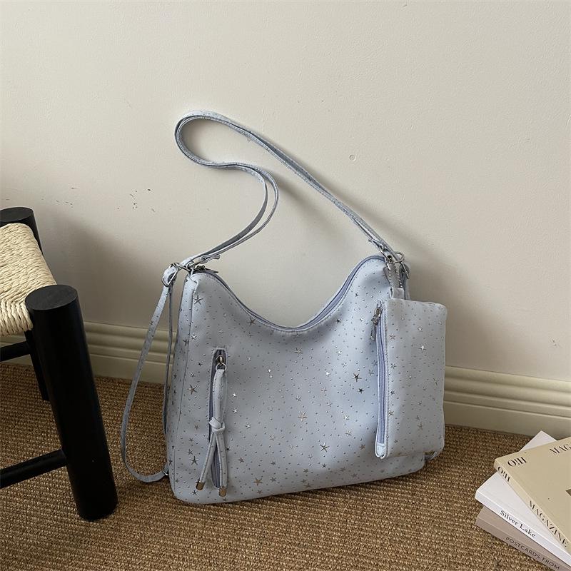 Glitter Stars Japanese Soft Girl Canvas Tote - Large Capacity 2026