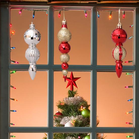 6 Stück/Set Weihnachtsbaum Anhänger Reflektierend mit Seil Erhöhen Festliche Atmosphäre Neujahr Langlebig Bruchsicher Schönes Aussehen Einfach Weihnachten
