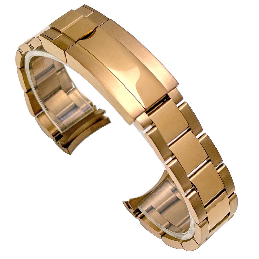 Roestvrij Staal Gebogen Eind Horlogeband, Past op Rolex Submariner Drie-Schakel Serie, 20mm, met Veiligheidssluiting.